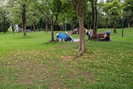 公园里的帐篷