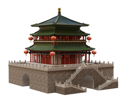 西安鐘樓透明背景