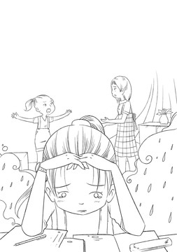 小女孩線稿