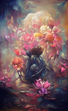 油畫花卉玄關(guān)