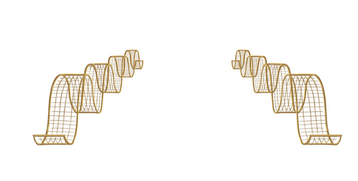 金色波浪型铁艺路引手绘素材