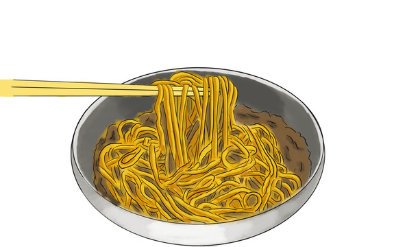 炸醬面美食插畫