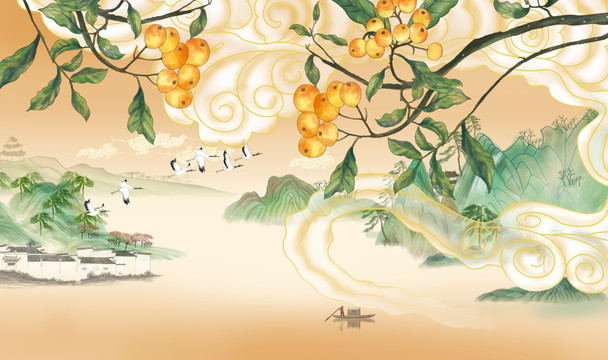國(guó)潮枇杷包裝插畫(huà)