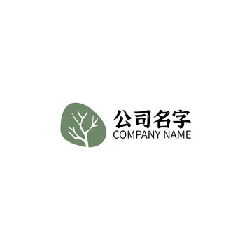 岩石树枝绿色logo标志