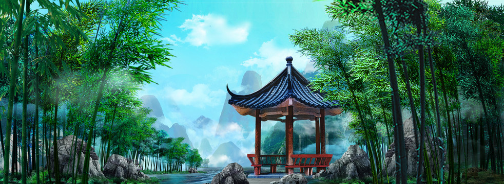 竹林涼亭