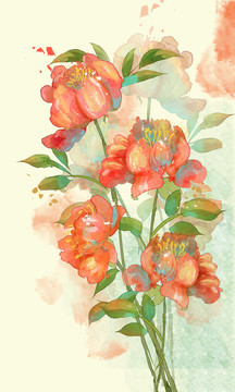 手繪花朵古風(fēng)花芍藥