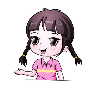 麻花辮女孩卡通