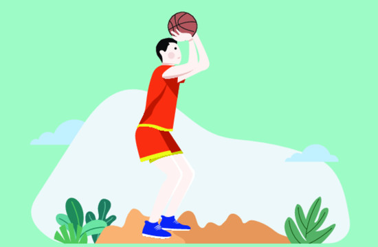 打篮球运动人物扁平化插画