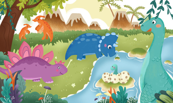 恐龙侏罗纪自然远古卡通背景