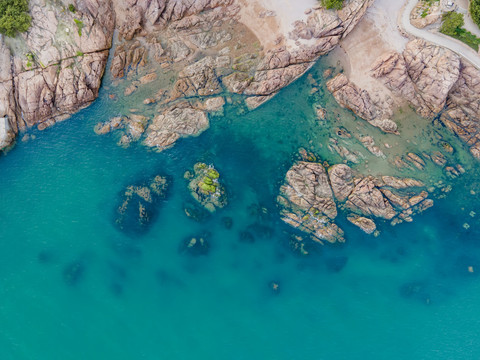 航拍户外海洋海景和大海礁石