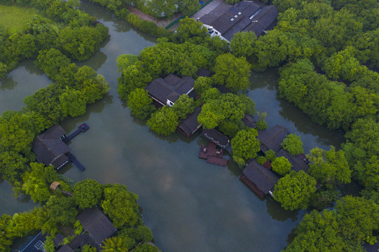 杭州西溪湿地国家公园初夏航拍