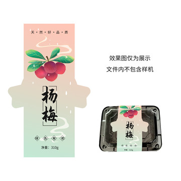 楊梅水果包裝盒標簽包裝插畫
