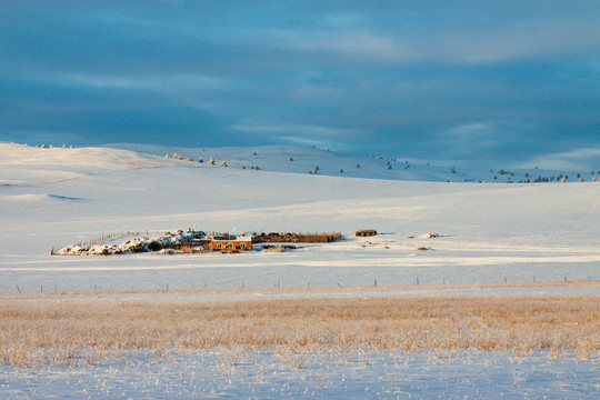 冬季草原雪原民居