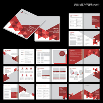 红色集团画册id设计模板
