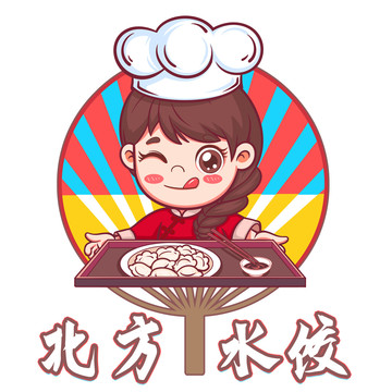 饺子水饺北方水饺l美食插画