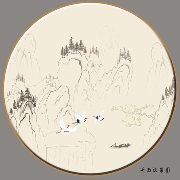 手绘山水线稿