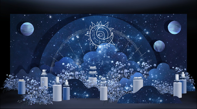 藍色星空婚禮甜品區(qū)