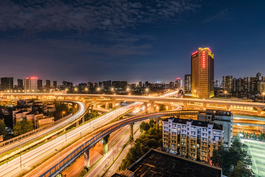 杭州德胜立交高架夜景