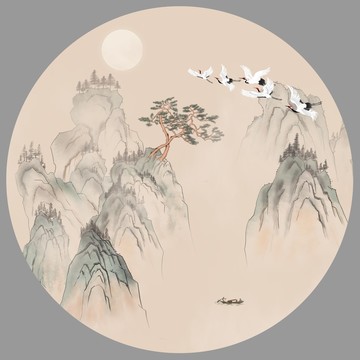 手绘古风山水画