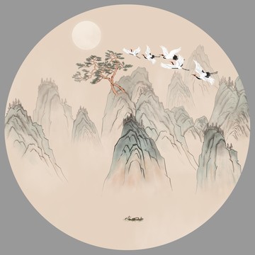 手繪古風山水畫