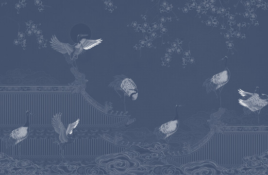 瑞鶴圖刺繡版