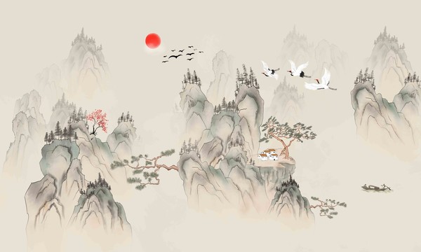 新中式古风山水画