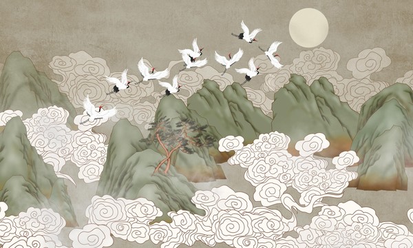 國潮山水插畫