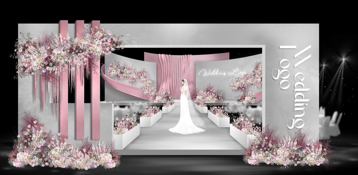 莫蘭迪粉灰撞色秀場風(fēng)婚禮