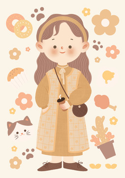 文創(chuàng)創(chuàng)意貼紙可愛女孩插畫手賬
