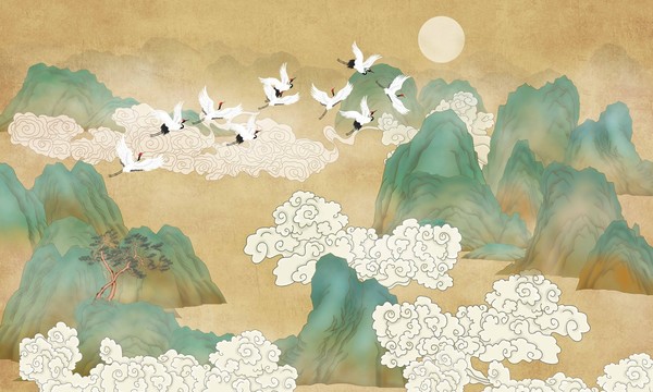 國潮山水裝飾畫