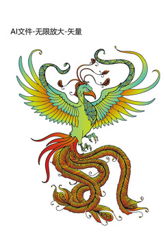 鳳紋中國傳統(tǒng)紋飾元素矢量