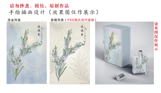 迷迭香手繪圖案