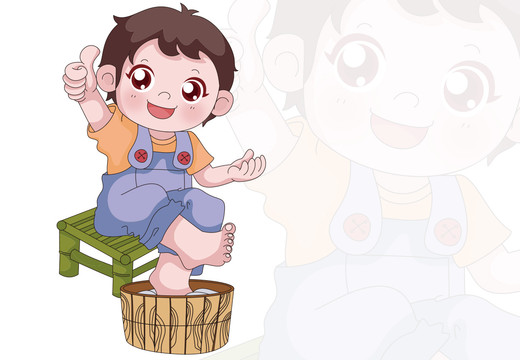 卡通男孩泡腳包裝圖案洗腳養生