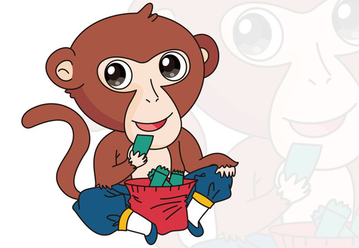 零食包装插画图案卡通猴子