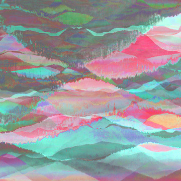 彩色山水背景墻