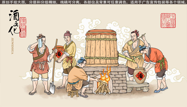 古代釀酒圖