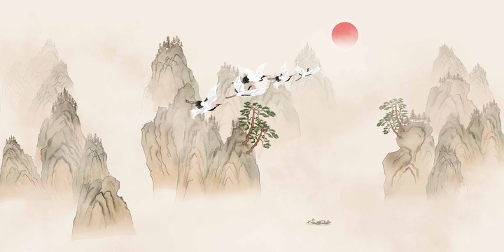 手绘山水画