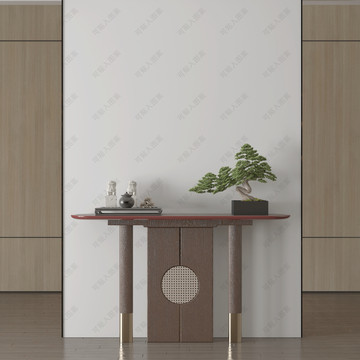新中式邊柜墻布壁畫背景場(chǎng)景圖