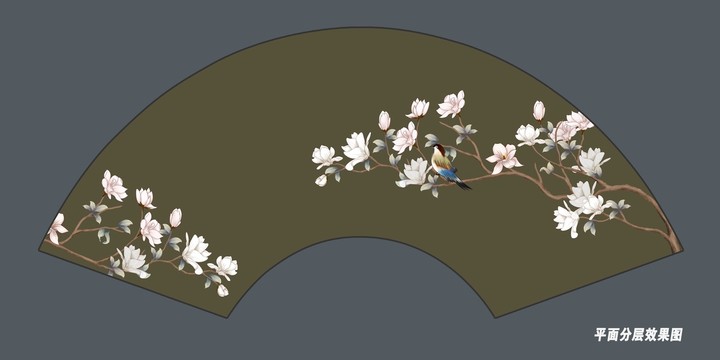 玉蘭花折扇古風(fēng)插畫