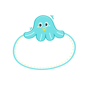 綠色可愛八爪魚對話框