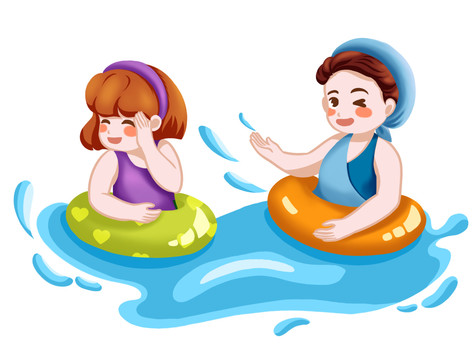 免摳元素打水仗的小姑娘