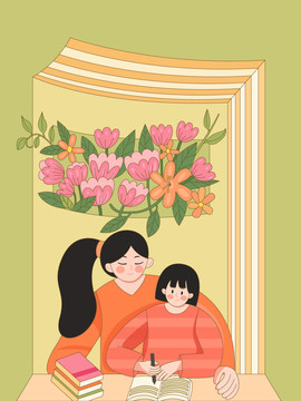 家長輔導(dǎo)小孩寫作業(yè)