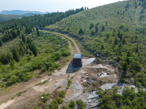 航拍济南大寨山越野路线