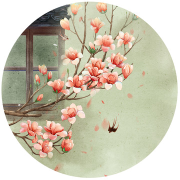 古風(fēng)玉蘭花插畫