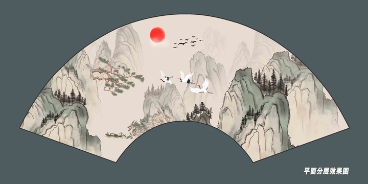 折扇古風(fēng)山水畫(huà)