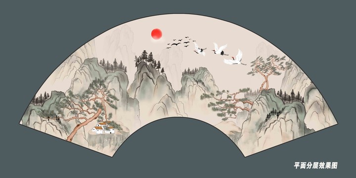古典折扇插畫