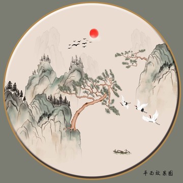 国画水墨山水画