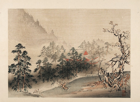 晚秋國(guó)畫山水小品