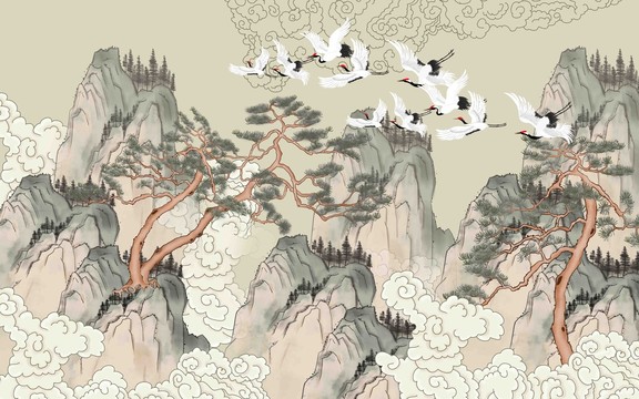 云紋迎客松