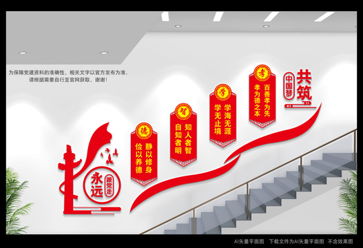 德智學孝樓梯文化墻